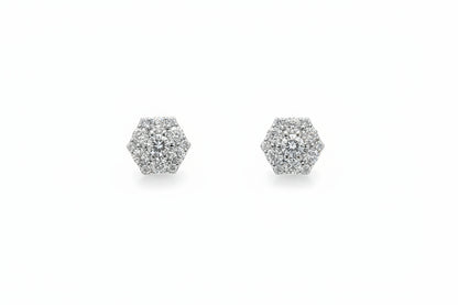 925 Silver Octagon Cluster Moissanite 4.00CTW Earings