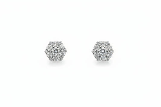 925 Silver Octagon Cluster Moissanite 4.00CTW Earings