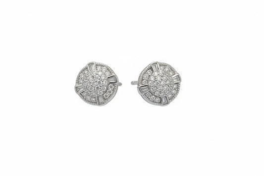 925 Silver Round Moissanite 1.00CTW Earings