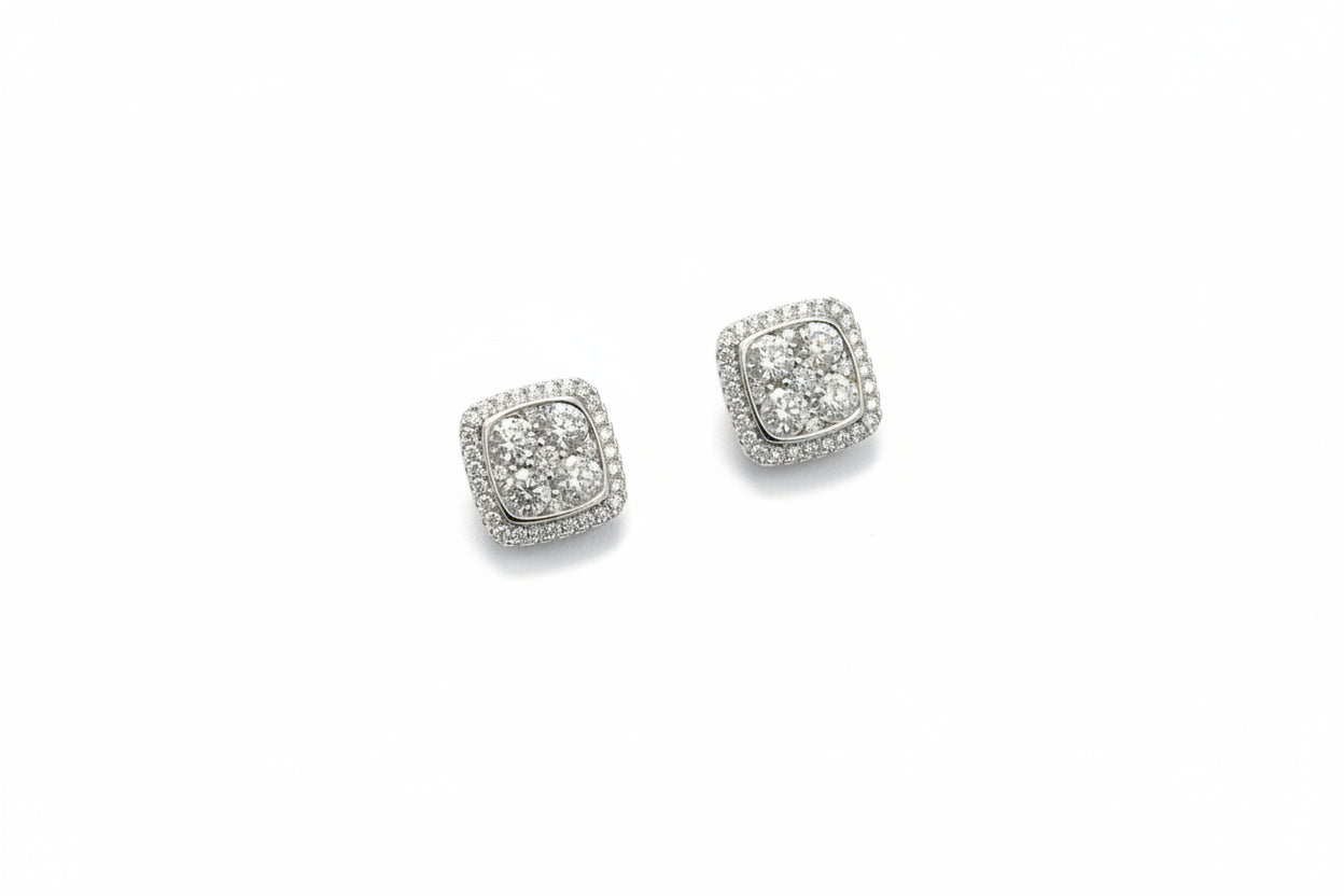 925 Silver Square Moissanite 2.00CTW Earings