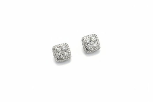 925 Silver Square Moissanite 2.00CTW Earings
