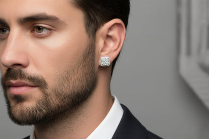 925 Silver Square Moissanite 2.00CTW Earings