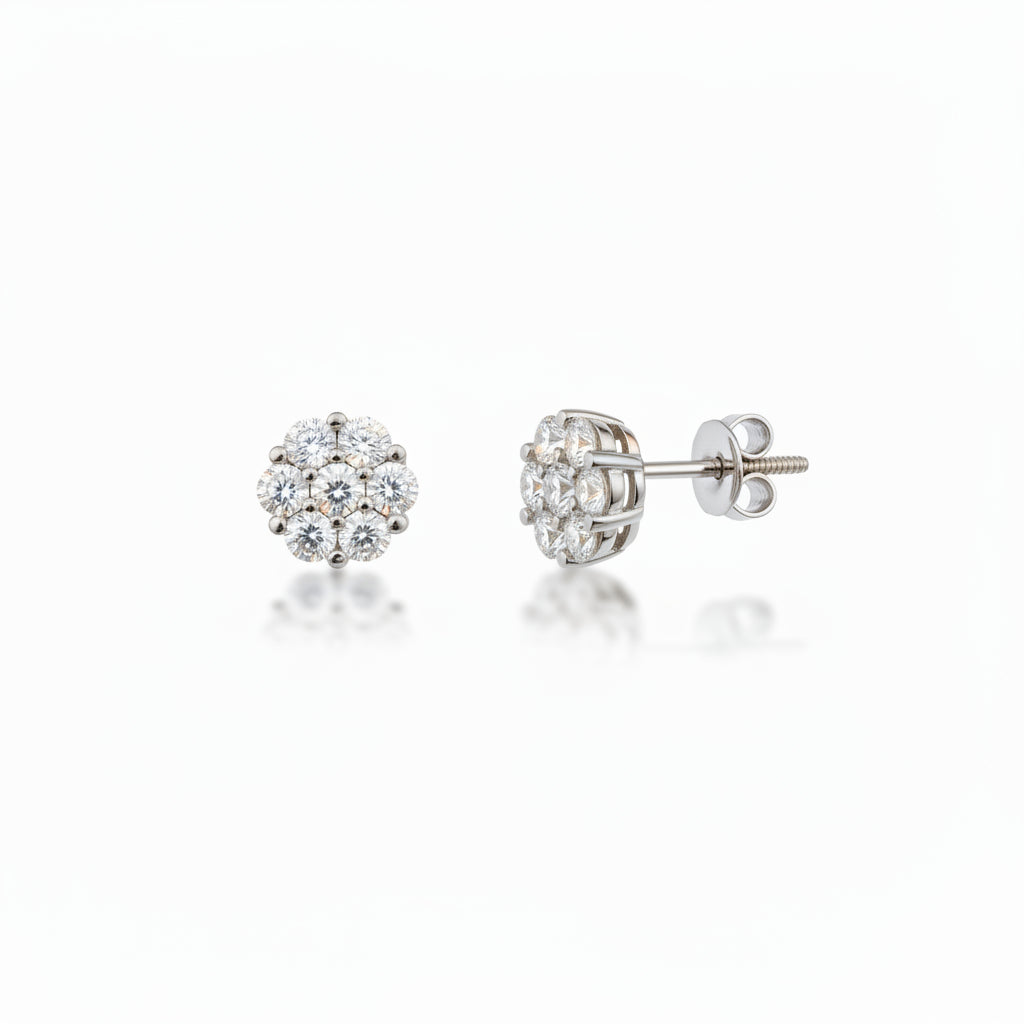 925 Silver Flower Moissanite 3.00CTW Earings