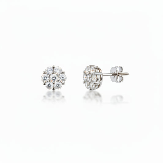 925 Silver Flower Moissanite 3.00CTW Earings