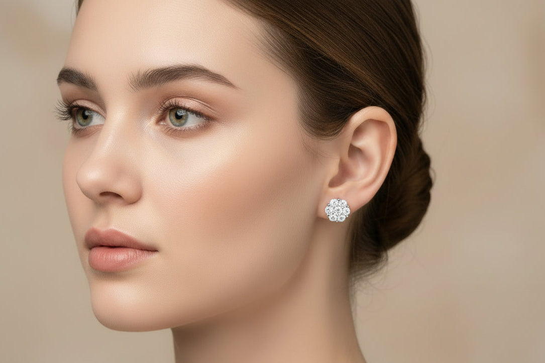 925 Silver Flower Moissanite 3.00CTW Earings