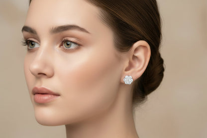 925 Silver Flower Moissanite 3.00CTW Earings