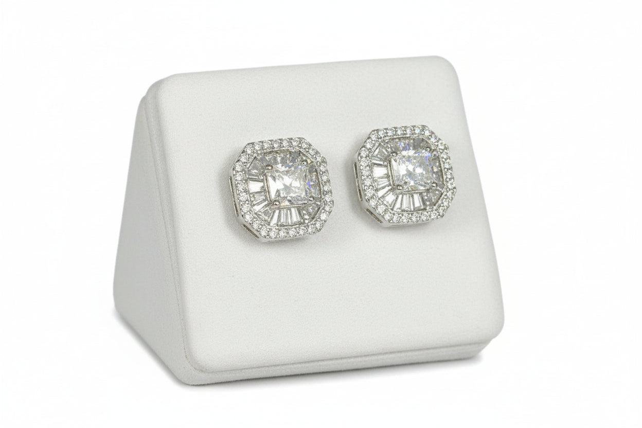 925 Silver Moissanite 2.85CTW Princess/Cushion Cut Earings