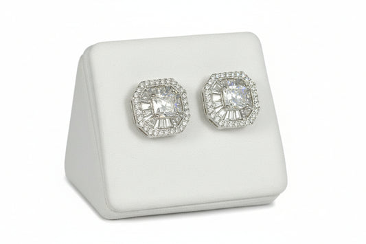 925 Silver Moissanite 2.85CTW Princess/Cushion Cut Earings