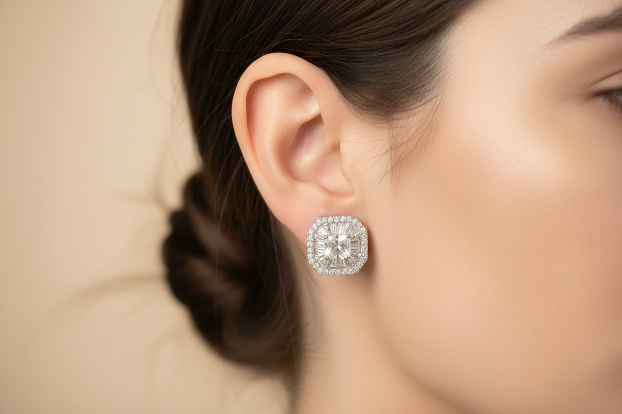 925 Silver Moissanite 2.85CTW Princess/Cushion Cut Earings