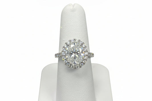 925 Silver Oval Moissanite 6.24CTW Ring
