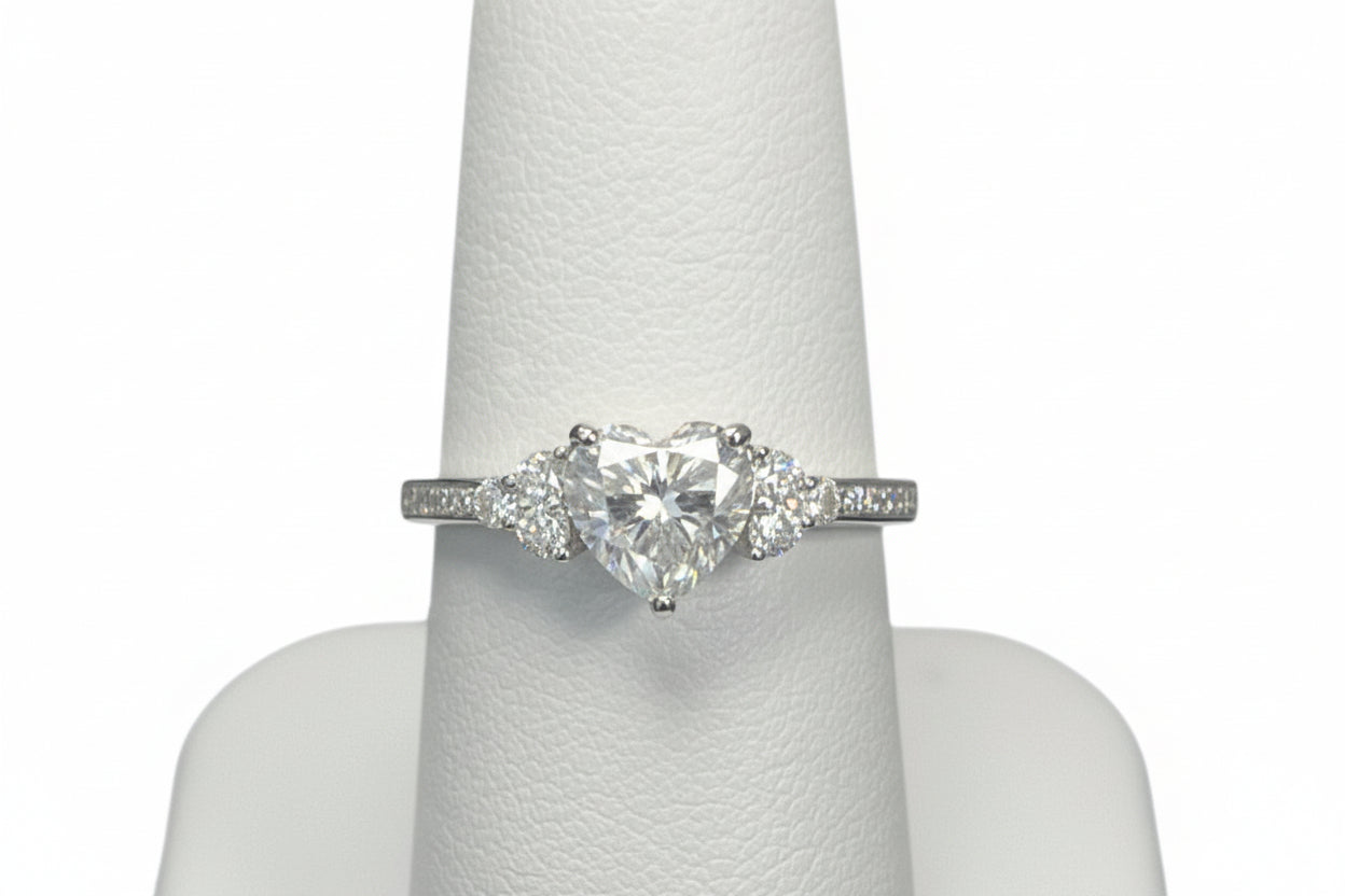 925 Silver Heart Moissanite 1.49CTW Ring