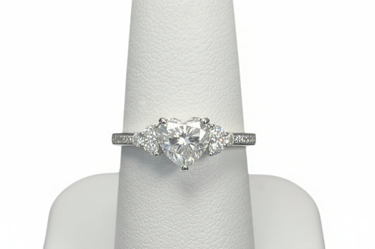 925 Silver Heart Moissanite 1.49CTW Ring