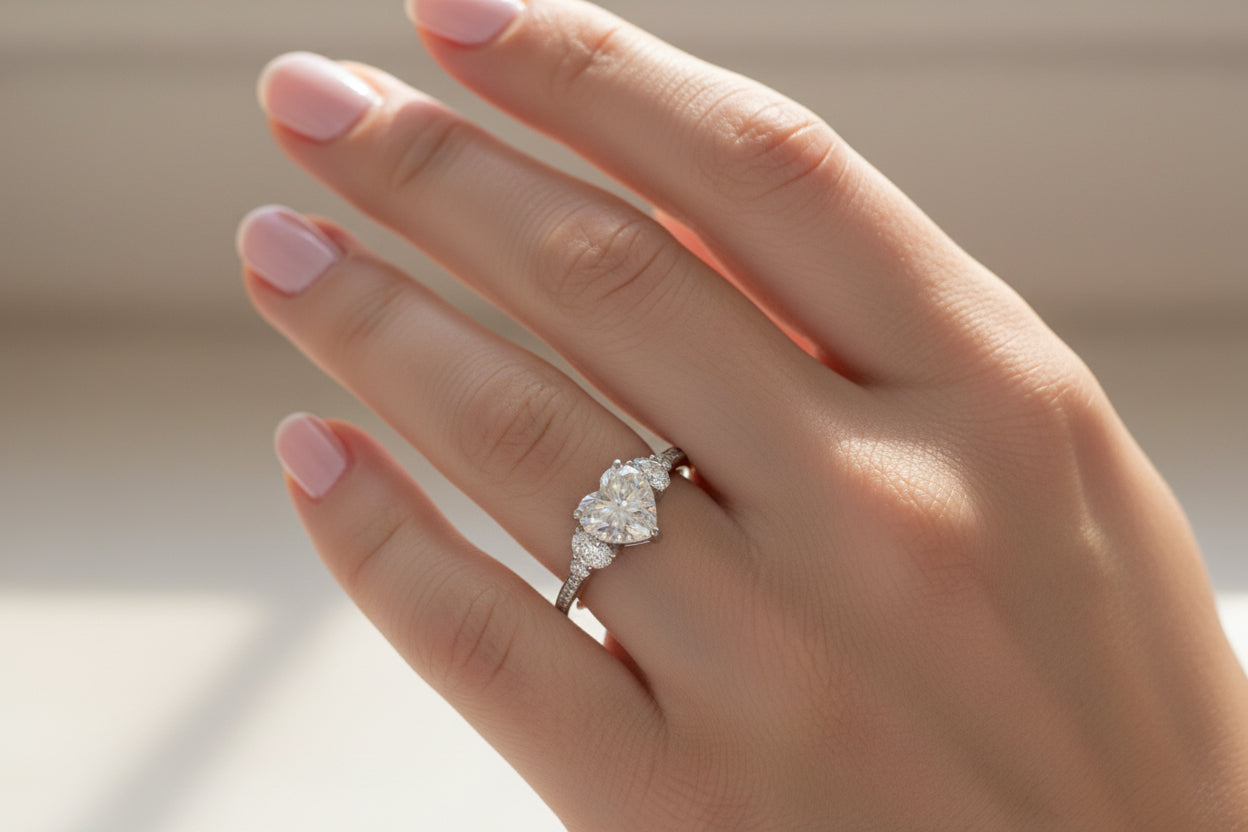 925 Silver Heart Moissanite 1.49CTW Ring