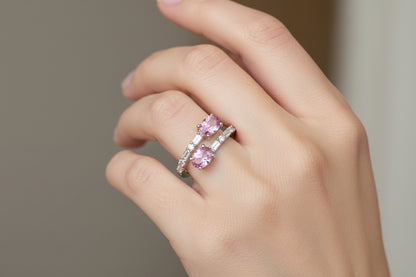 925 Silver Tourmaline Oval Moissanite 1.54CTW Ring