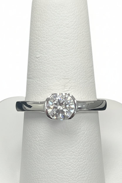 925 Silver Round Bezel Moissanite 1.50CTW Ring