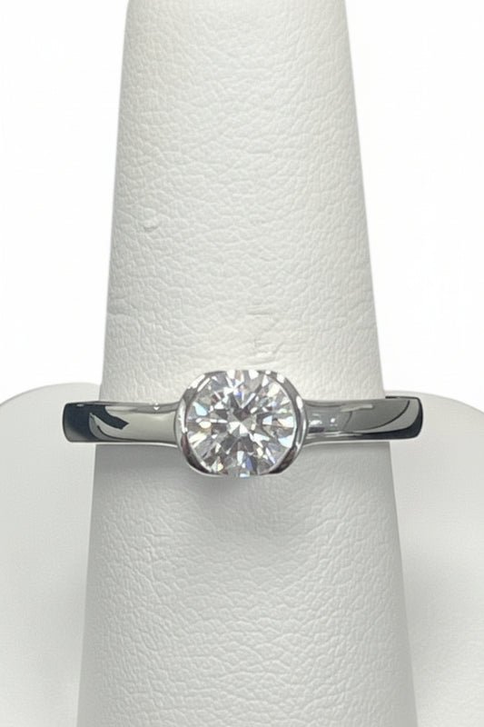 925 Silver Round Bezel Moissanite 1.50CTW Ring