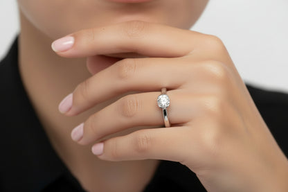 925 Silver Round Bezel Moissanite 1.50CTW Ring