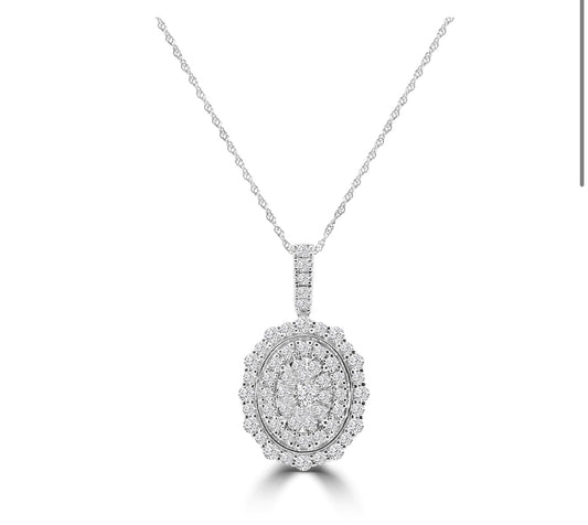 10k WG 1CT. TW oval Lab-Grown Diamond Necklace