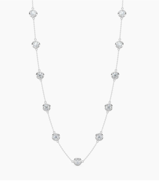 Classic 2.00 Ctw Diamond Station Necklace With 11 Stones