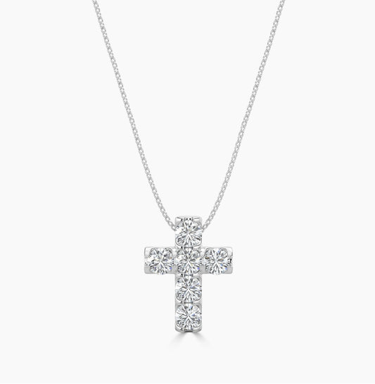 14KW 0.50 Ctw Cross Diamond Pendant With Chain