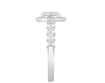 14K WHITE GOLD 3 1/10CT ROUND/PRINCESS DIAMOND LADIES RING (CENTER STONE OVAL DIAMOND 1 1/4CT)