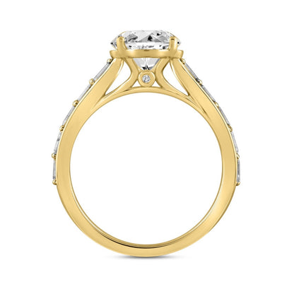 LADIES RING 2 1/4CT ROUND/BAGUETTE DIAMOND 14K WHITE GOLD (CENTER STONE ROUND DIAMOND 2CT )