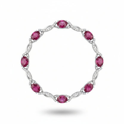 925 Silver Oval Ruby Infinity Bracelet cz