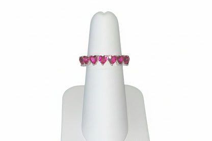 925 Silver Ruby Heart Birthstone Ring cz