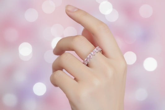 925 Silver Pink Heart  Ring cz