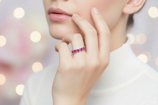 925 Silver Ruby Heart Birthstone Ring cz