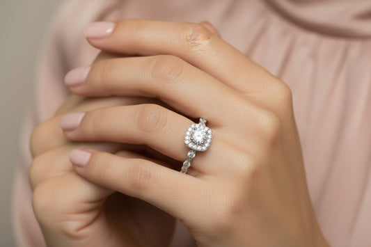 925 Silver Princess Cut with Round Center Ring cz