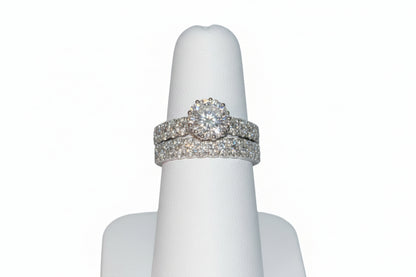925 Silver Flower Ring Set cz