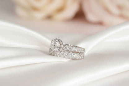 925 Silver Flower Ring Set cz