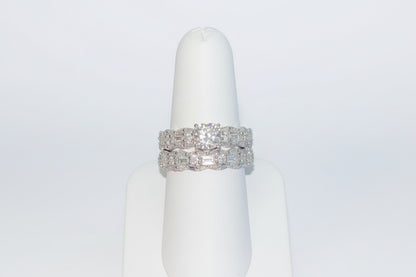 925 Silver Cushion Cut Ring Set cz