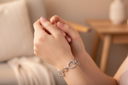 925 Silver Heart Bracelet cz