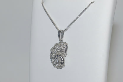 925 Silver Shell Necklace cz