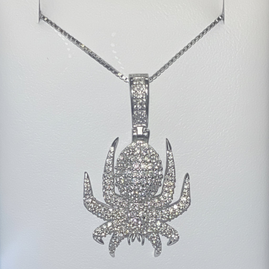 925 Silver Spider Necklace cz