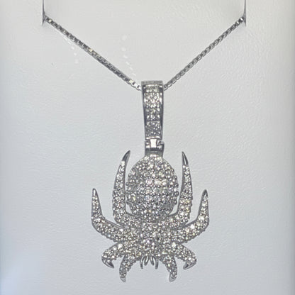 925 Silver Spider Necklace cz