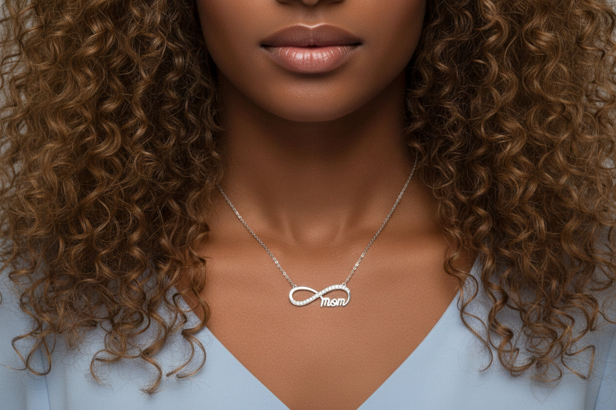 925 Silver Mom/ Infinity Necklace cz