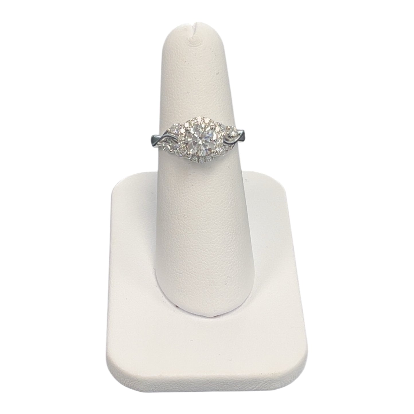 14k White Gold Lab Round Floral Band Ring (Center Round Diamond 2.00CTR) Total Diamonds 2.51CTW