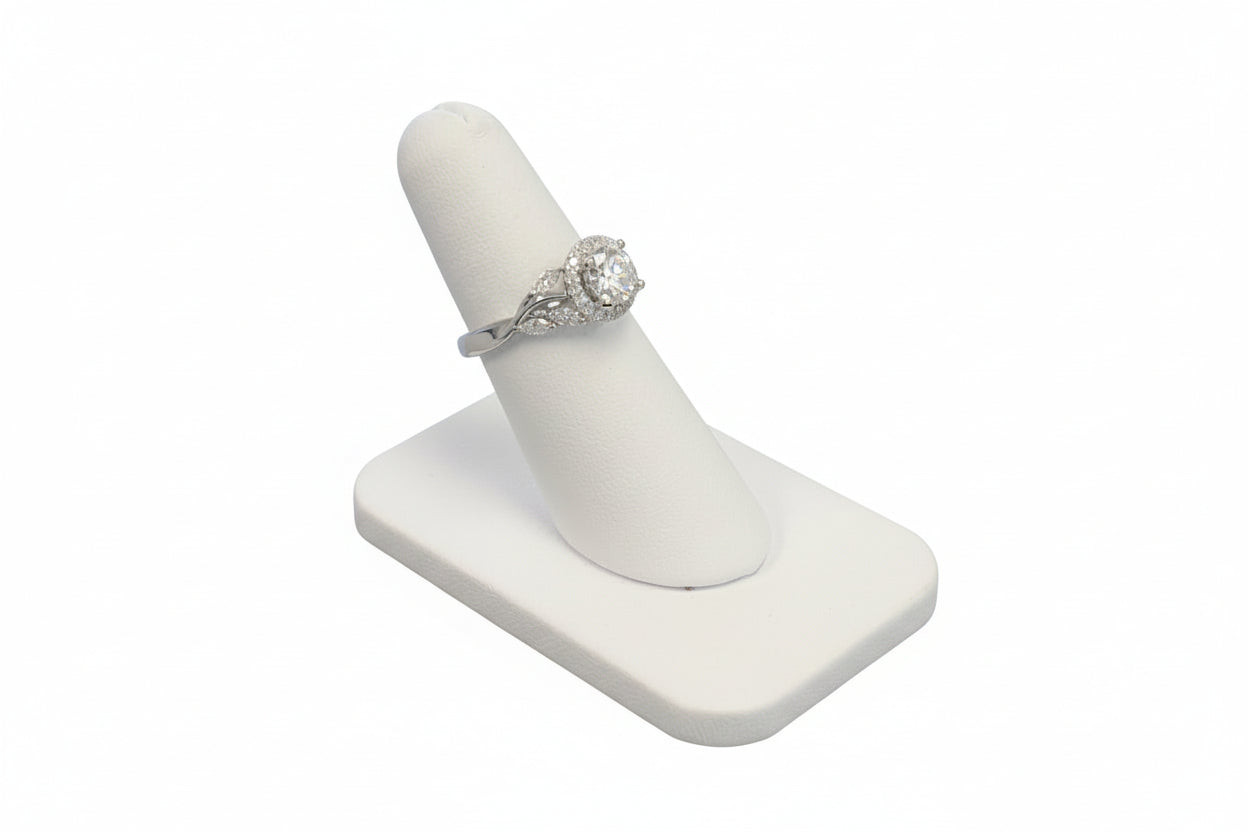 14k White Gold Lab Round Floral Band Ring (Center Round Diamond 2.00CTR) Total Diamonds 2.51CTW