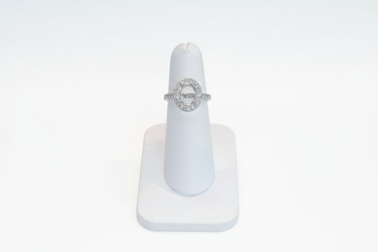 14k White Gold Oval Lab Ring Mount Diamond 0.60CTW