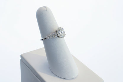 14k White Gold  Oval Lab Ring oval / round diamond band (Center Oval DIA 1.5CTR) Total 3.86CTW