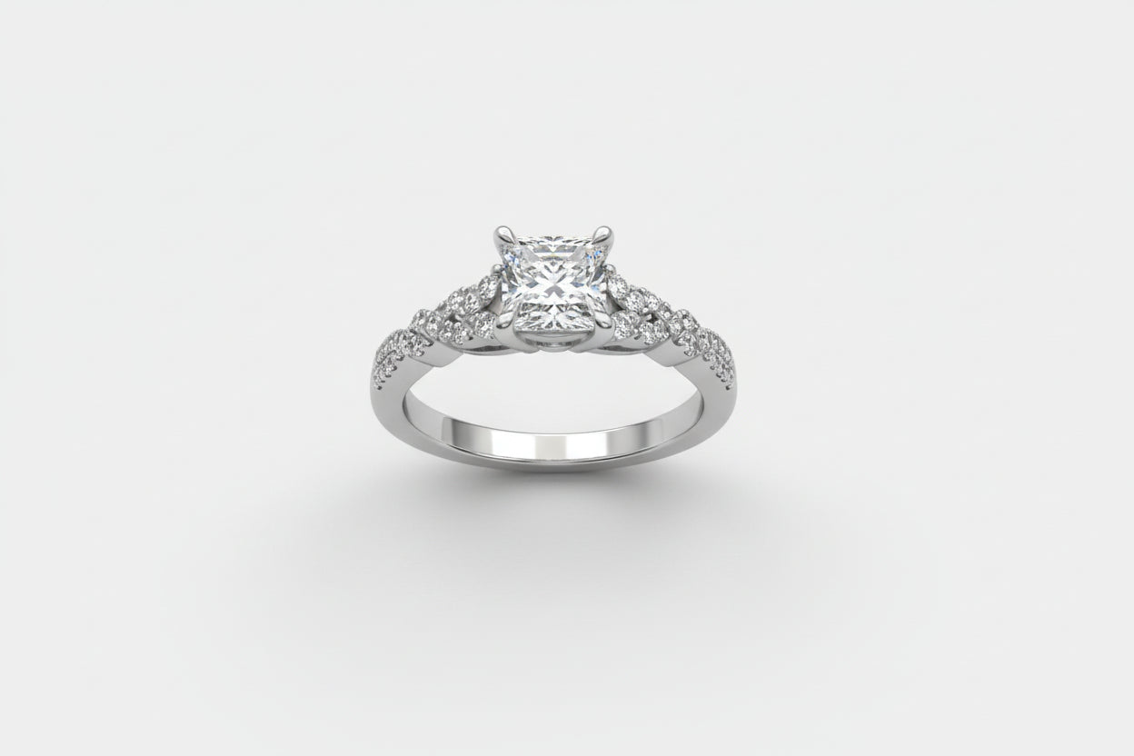 14k White Gold Princess Cut LAB Ring Diamond 2.41CTW