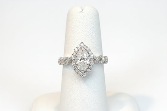 14k White Gold Marquise twist Band LAB Ring (Center Marquise DIA 1.00CTR) Total 1.58CTW