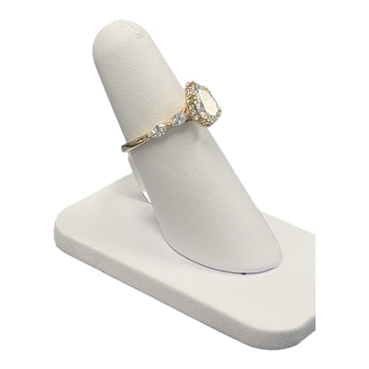 14k Yellow Gold LAB Pear/ Marquise sides Ring (Center Pear DIA 1.50CTR) Total 2.00CTW