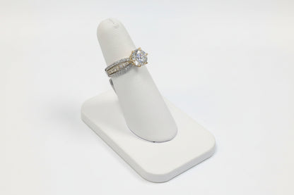 14K Yellow / White Gold bow-tie band Ladies Round LAB Ring (Center Round DIAMOND 2.00CTR) Total 2.75CTW