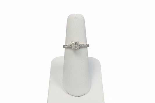 14k Yellow Gold Princess Cut Lab Ring (Center Princess Cut  DIAMOND 0.95CTR) Total 1.22CTW