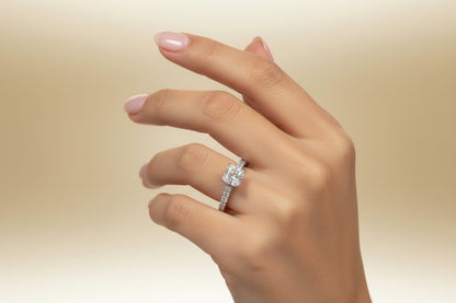 14k Yellow Gold Princess Cut Lab Ring (Center Princess Cut  DIAMOND 0.95CTR) Total 1.22CTW