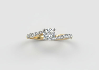 14k Yellow Gold lab Round twist Ring (Center Round DIAMOND 0.51CTR) Total 0.73CTW